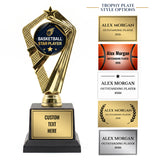 All Quality Basketball Star Player Trophy, Custom Engraved — Personalized Youth Basketball Award, MVP & Standout Player Gift