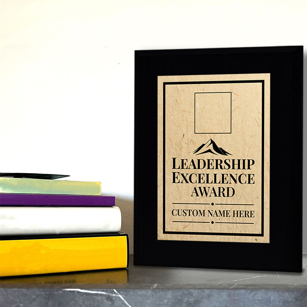 Leadership Excellence Award Personalized (Black) Wall Plaque With Easel Acrylic Stand | Workplace Recognition Ceremonies Award Plaques