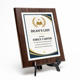 Dean's List Award' Personalized Wall Plaque With Easel Acrylic Stand | Education Recognition School Award Plaques