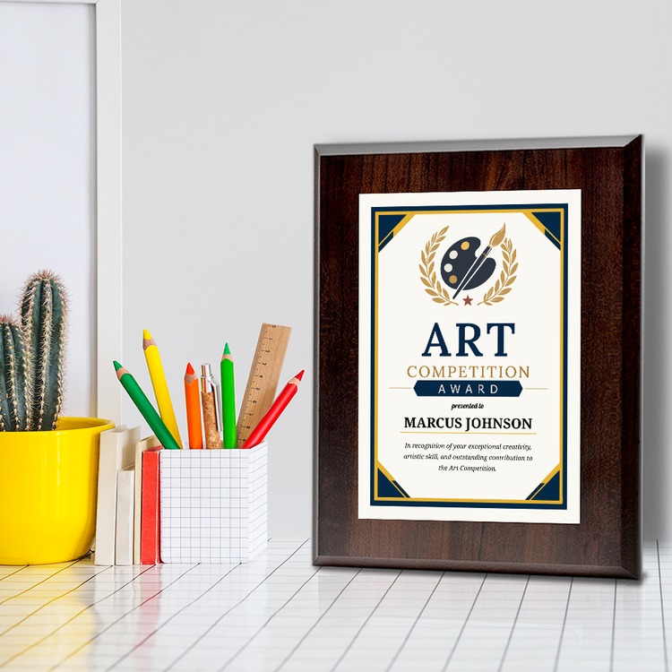 Art Competition Award' Personalized Wall Plaque With Easel Acrylic Stand | Professional/Industry Recognition Award Plaques