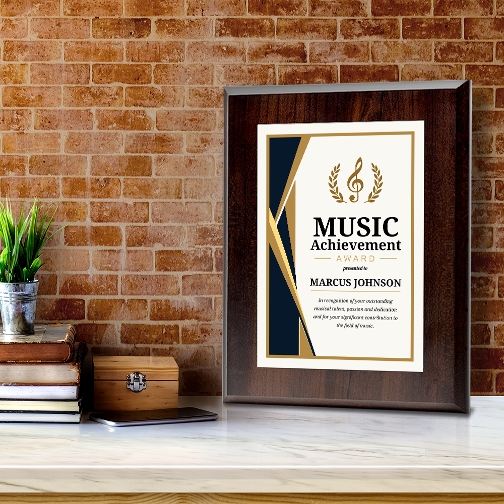 Music Achievement Award' Personalized Wall Plaque With Easel Acrylic Stand | Professional/Industry Recognition Award Plaques