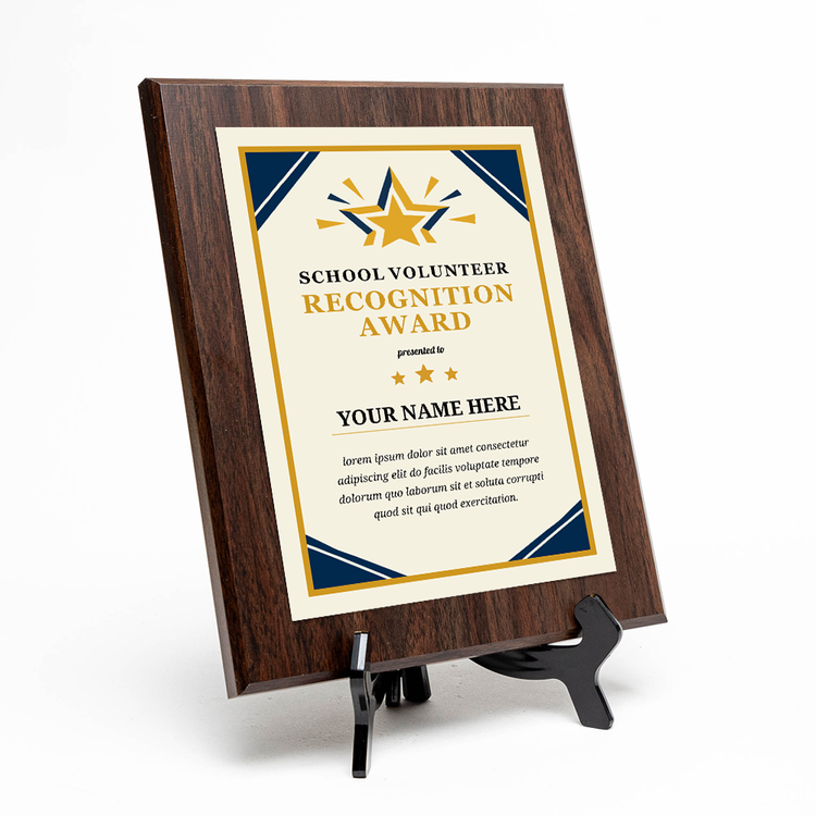 School Volunteer Recognition Award' Personalized Wall Plaque With Easel Acrylic Stand | Education Recognition School Award Plaques