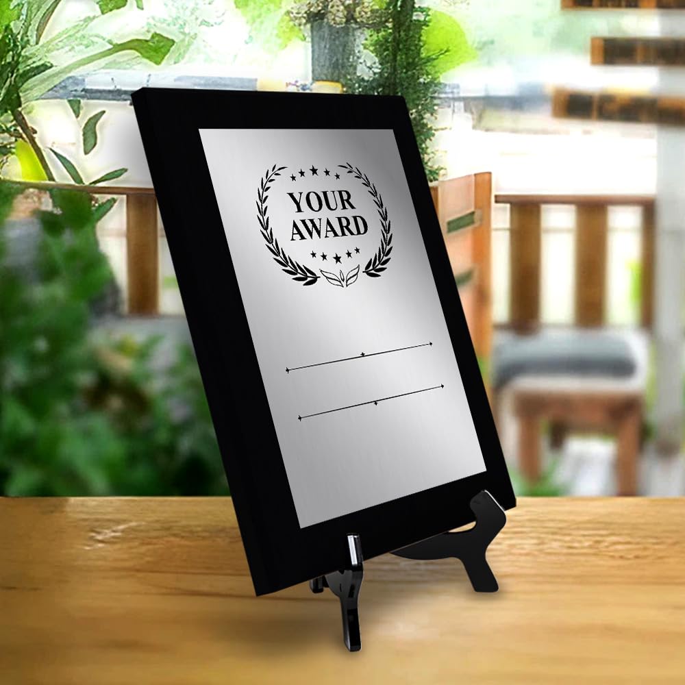 Signs ByLITA Customizable Black Frame Wooden Award Plaque | Optional Easel Mount | Personalizable Recognition Gift for Winners of Awards, Certificates and Achievements