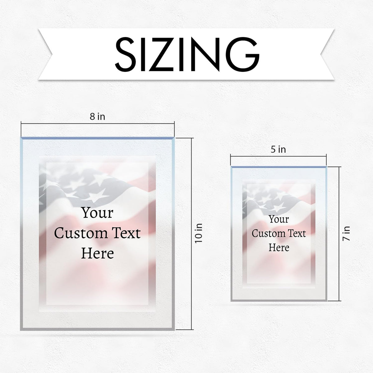Signs ByLITA Personalized Acrylic Award Plaque with Patriot Faded US Flag Design – Custom Engraved Clear Desk Award, Recognition Gift, Office Decor (Multiple Sizes)