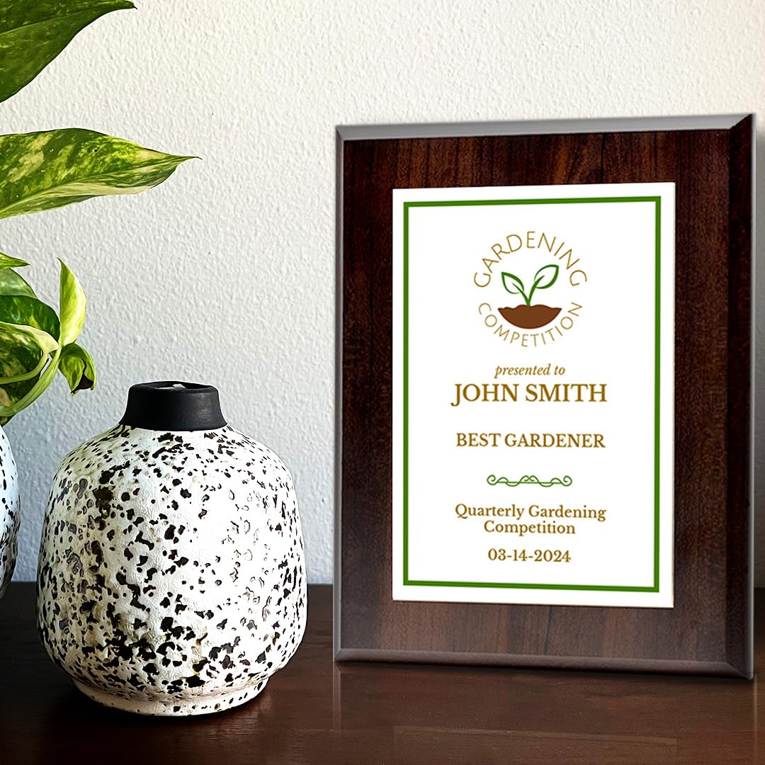 Gardening Competition Customizable Award Plaque | Easel Mount Option | Achievement and Recognition Personalizable Plaques
