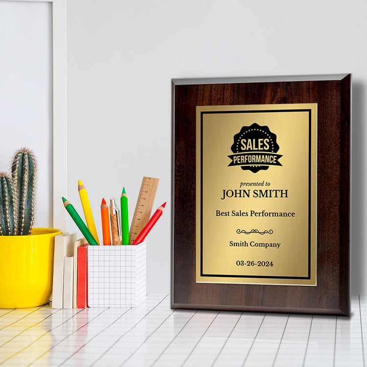 Sales Performance Customizable Award Plaque | Easel Mount Option | Achievement and Recognition Personalizable Plaques