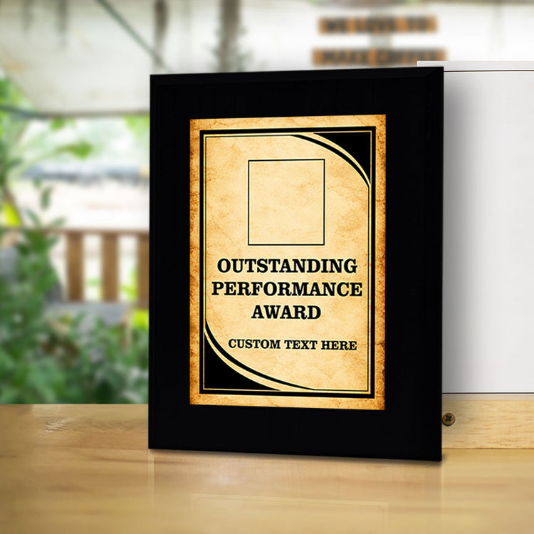 Outstanding Performance Award Personalized (Black) Wall Plaque With Easel Acrylic Stand | Workplace Recognition Ceremonies Award Plaques