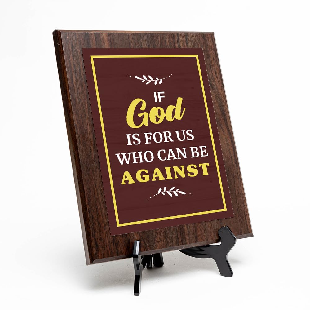 If God Is For Us Who Can Be Against Decorative Wall Plaque With Easel Acrylic Stand | Religious Plaques