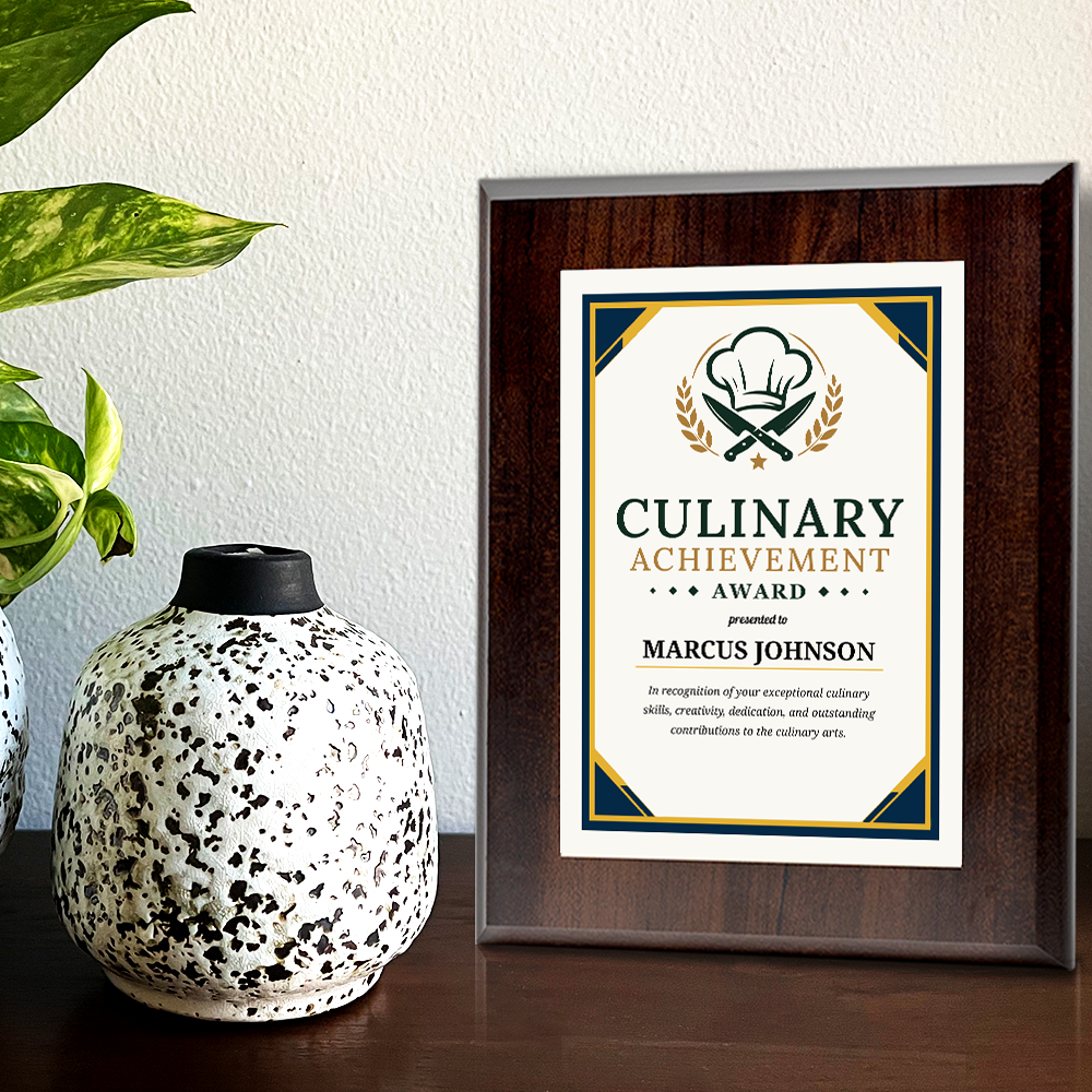 Culinary/Chef Achievement' Award Personalized Wall Plaque With Easel Acrylic Stand | Professional/Industry Recognition Award Plaques