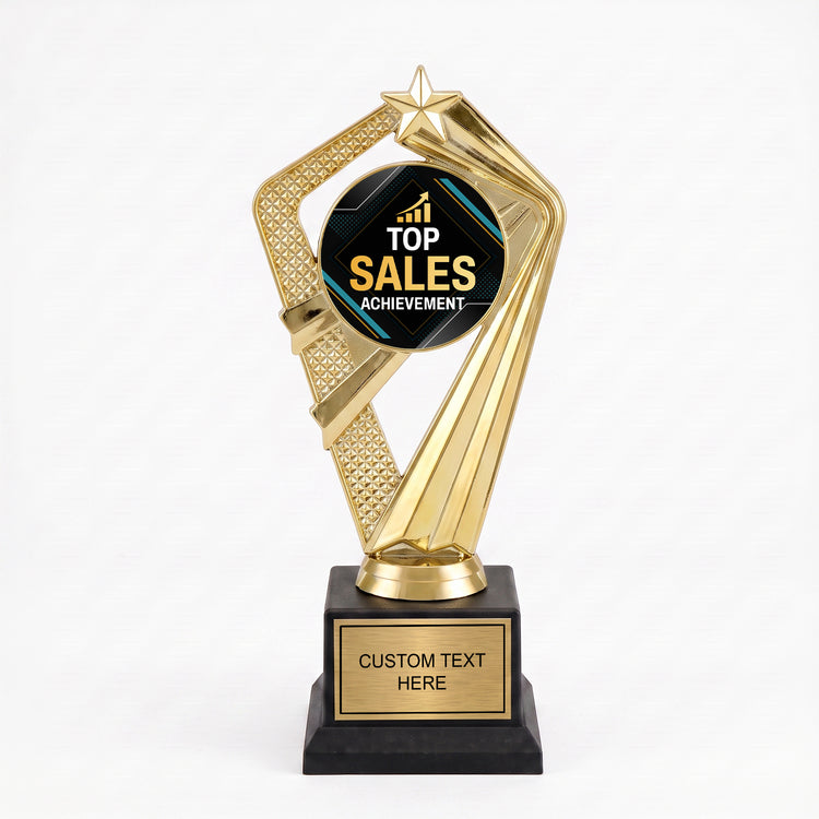All Quality Top Sales Achievement Trophy, Custom Engraved — Personalized Sales Recognition Award for Top Performers