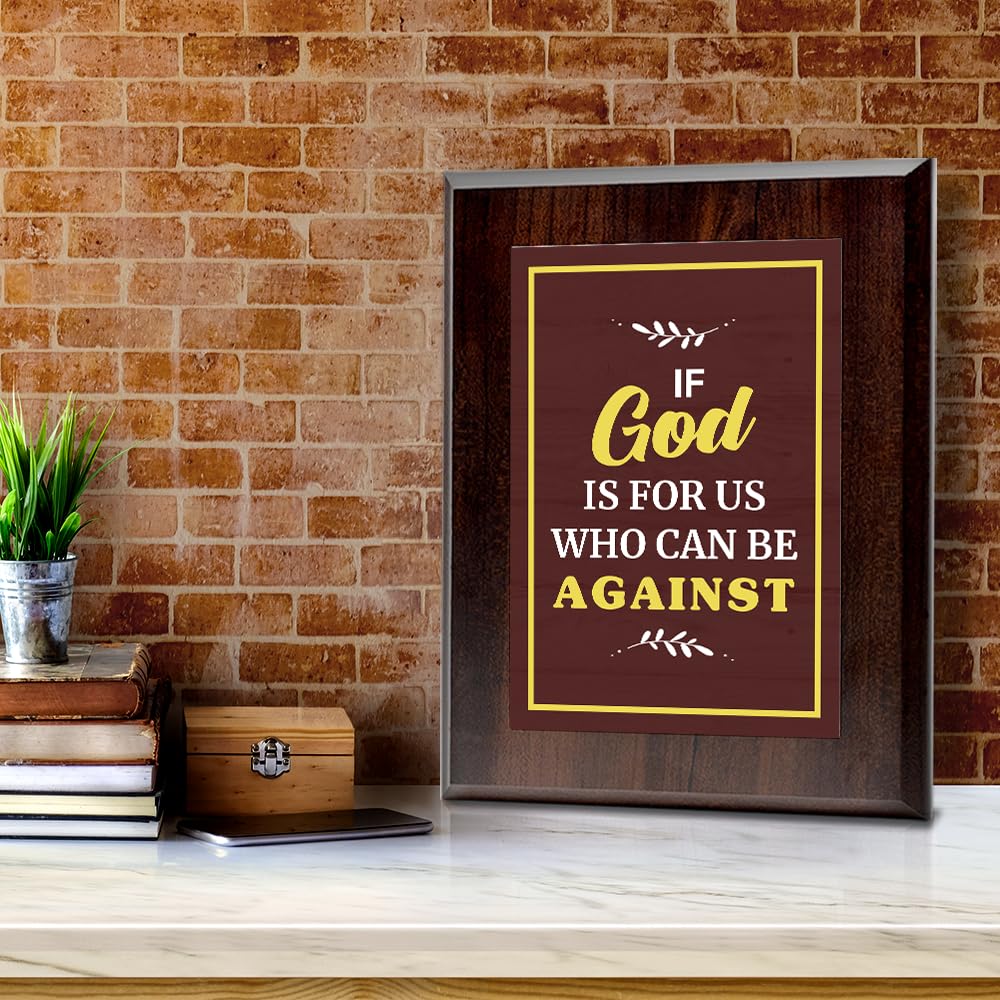 If God Is For Us Who Can Be Against Decorative Wall Plaque With Easel Acrylic Stand | Religious Plaques