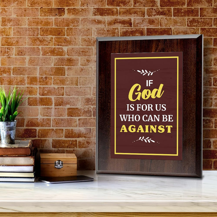 If God Is For Us Who Can Be Against Decorative Wall Plaque With Easel Acrylic Stand | Religious Plaques