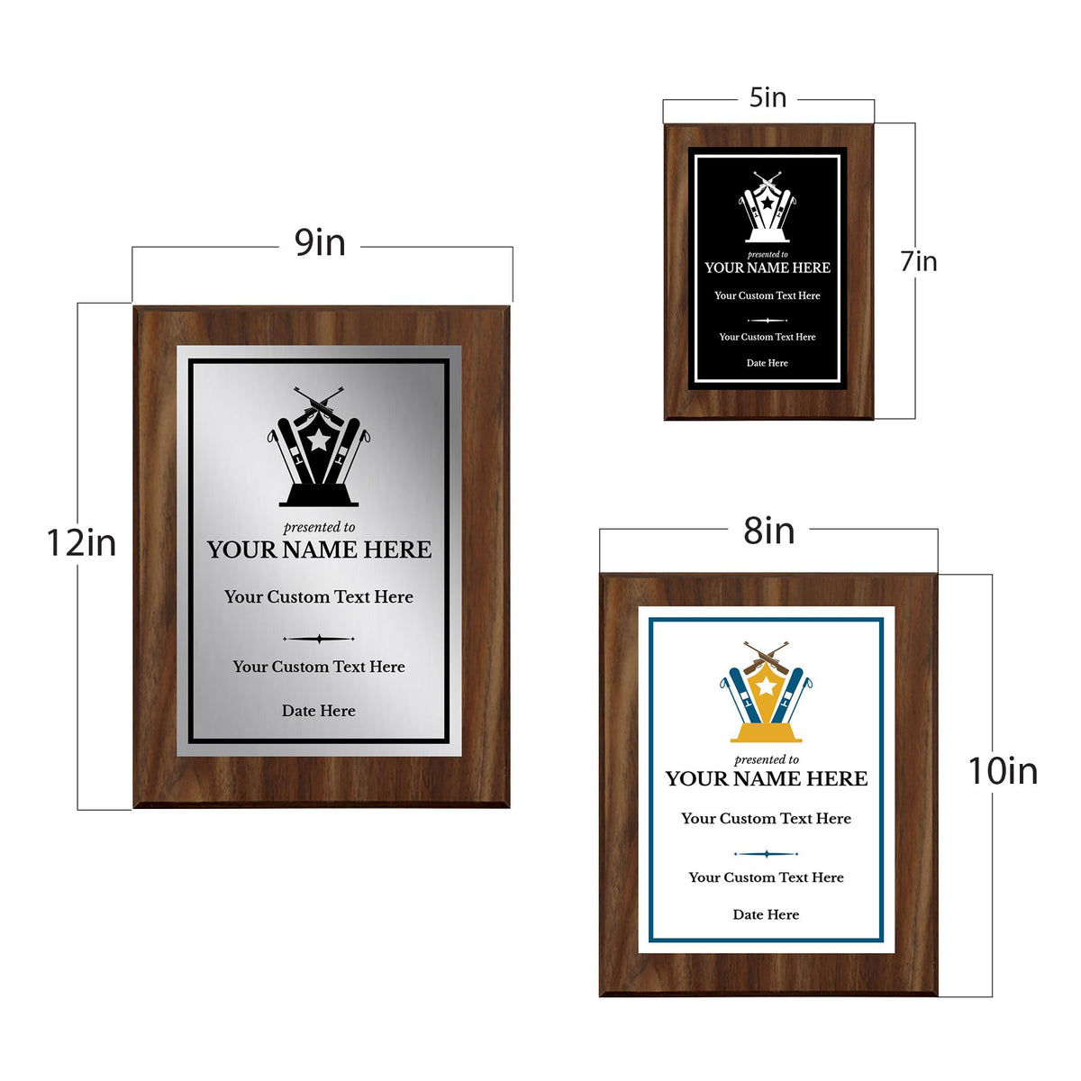 Biathlon Customizable Wooden Award Plaque | Easel Mount Option | Achievement and Recognition Personalizable Plaques | Sports Award