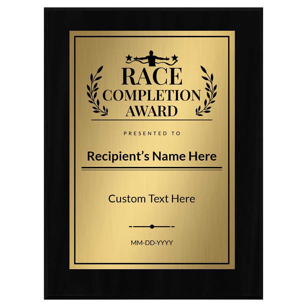 Race Completion Award Custom Award Wall Plaque With Easel Acrylic Stand | Sport and Personal Achievement Wall Plaques