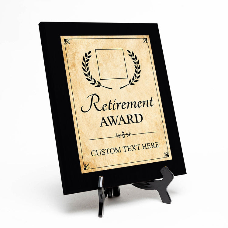 Retirement Award Personalized (Black) Wall Plaque With Easel Acrylic Stand | Workplace Recognition Ceremonies Award Plaques