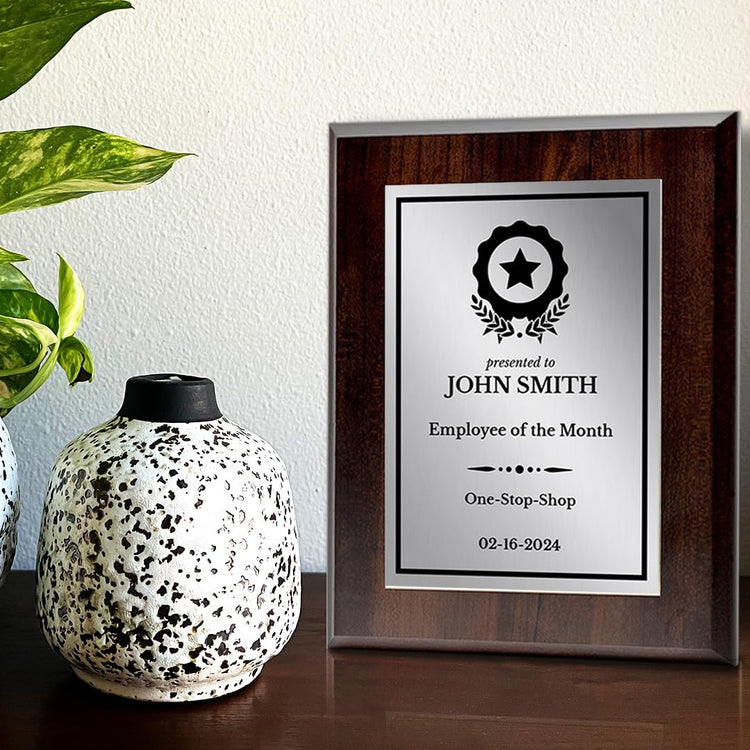 Employee Of The Month Customizable Award Plaque Easel Mount Option | Recognition of Achievement and Service Personalizable Plaques