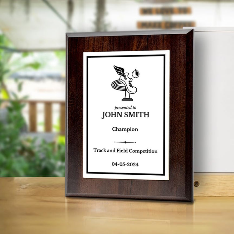 Track and Field Customizable Wooden Award Plaque | Easel Mount Option | Achievement and Recognition Personalizable Plaques