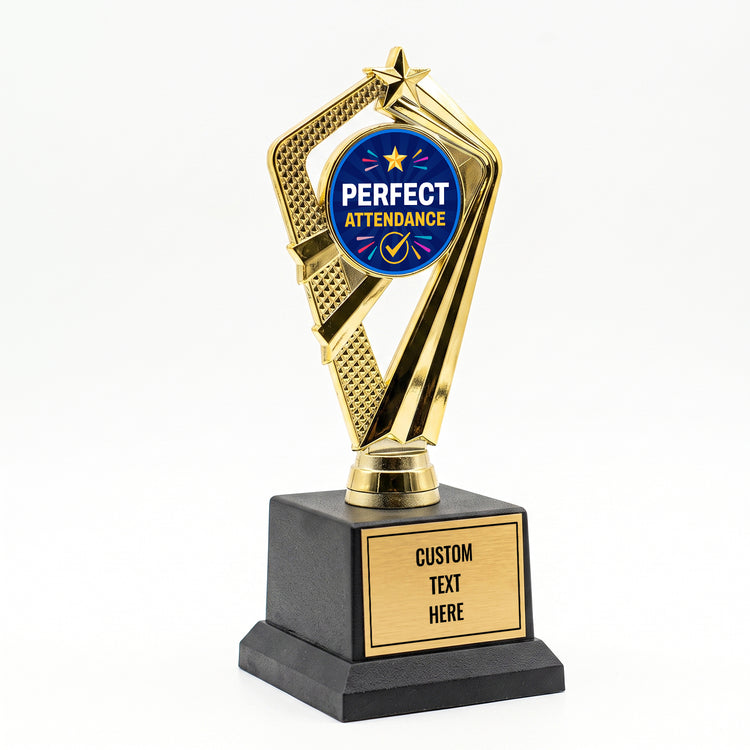 All Quality Perfect Attendance Trophy, Custom Engraved Star Award — Personalized Attendance Recognition Award for Students