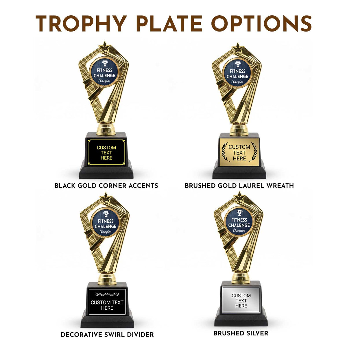 Fitness Challenge Trophy Awards (Step, Personal Best, Champion) - Engraved