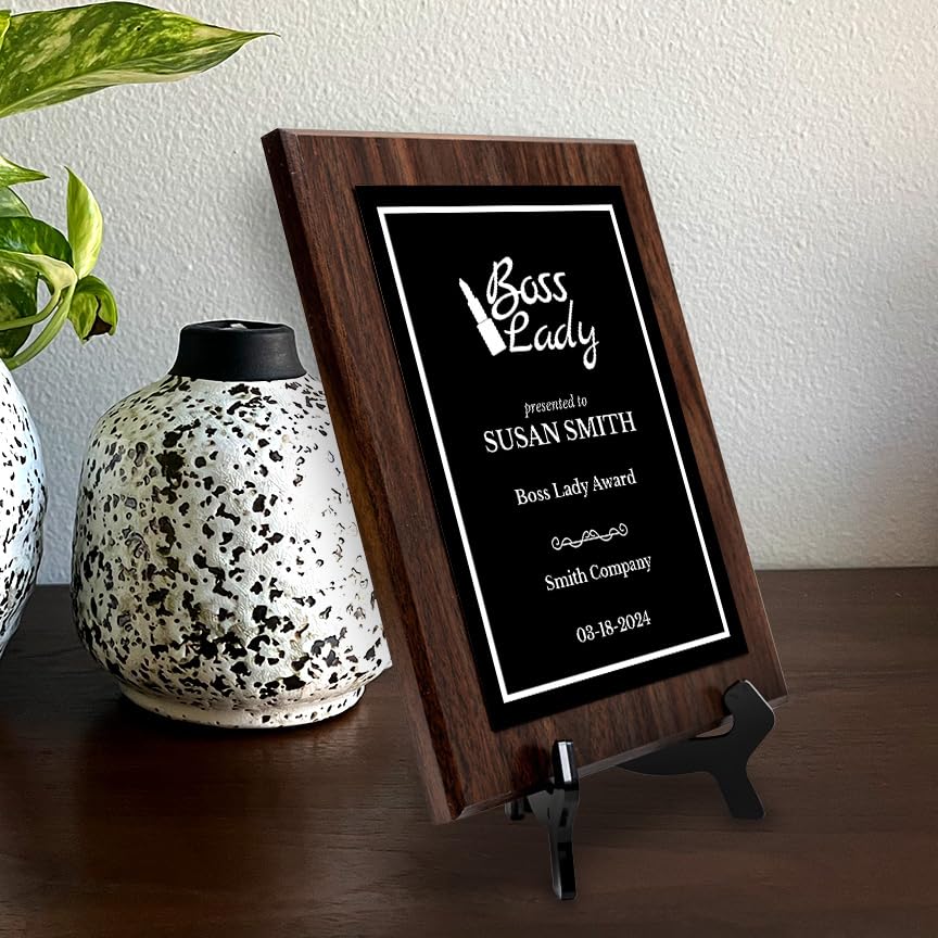 Boss Lady Customizable Award Plaque | Easel Mount Option | Achievement and Recognition Personalizable Plaques
