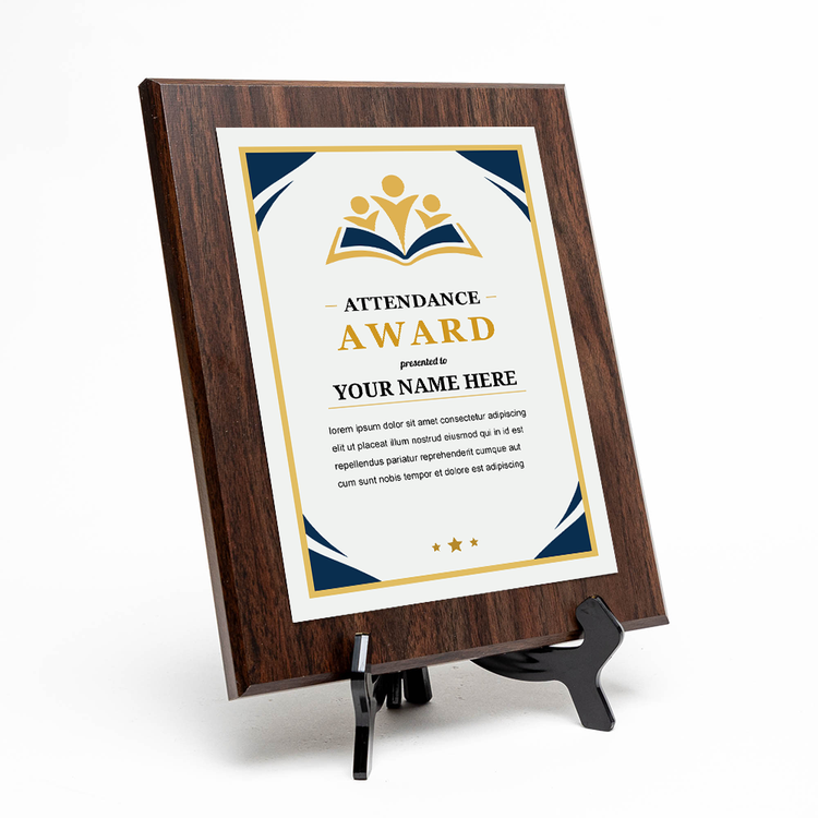 Attendance Award' Award Personalized Wall Plaque With Easel Acrylic Stand | Education Recognition School Award Plaques