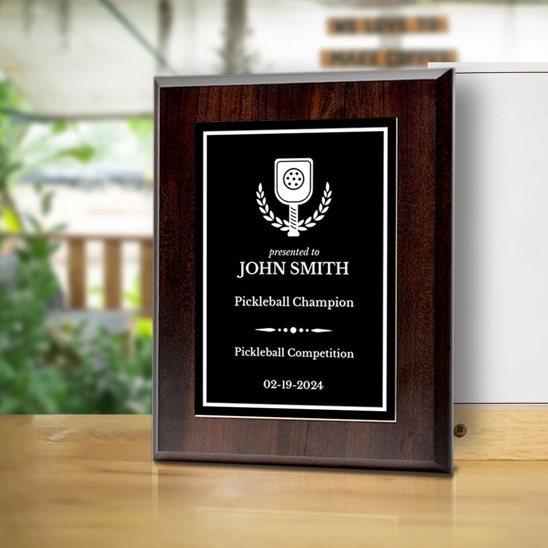Pickleball Competition Custom Award Plaque | Easel Mount Option | Achievement and Recognition Personalizable Plaques