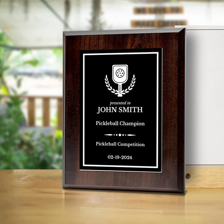 Pickleball Competition Custom Award Plaque | Easel Mount Option | Achievement and Recognition Personalizable Plaques