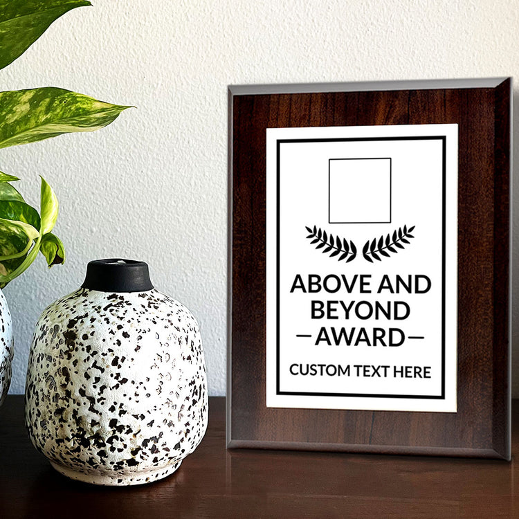 Above and Beyond Award Personalized (Wooden) Wall Plaque With Easel Acrylic Stand | Workplace Recognition Ceremonies Award Plaques