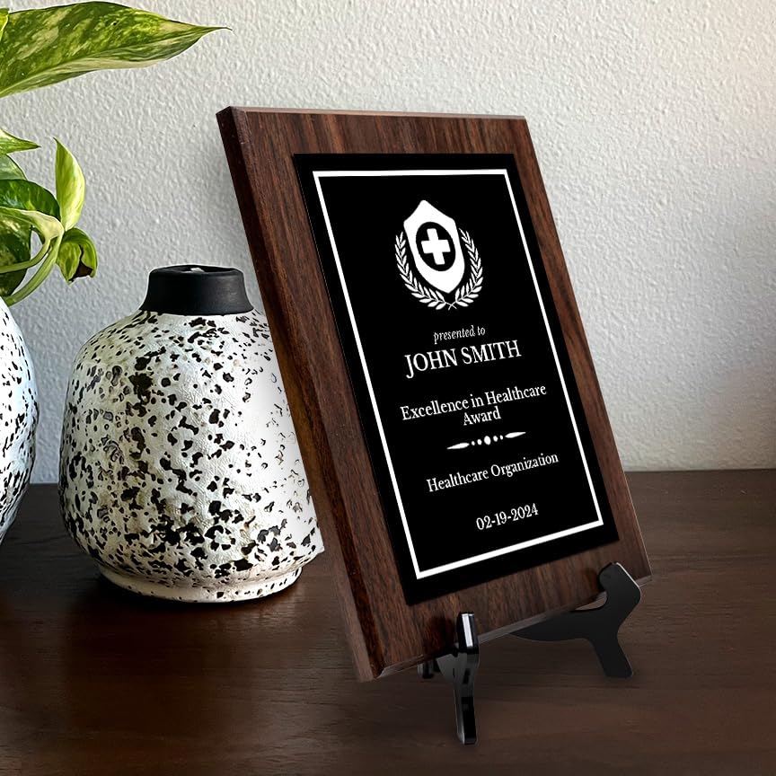 Health Professional Theme Custom Award Plaque | Easel Mount Option | Achievement and Service Personalizable Plaques