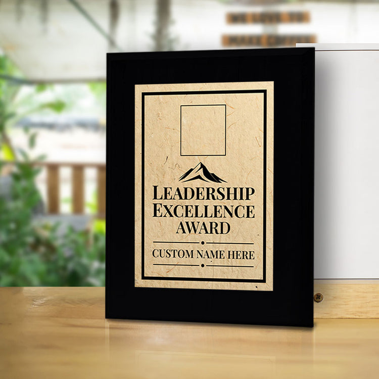 Leadership Excellence Award Personalized (Black) Wall Plaque With Easel Acrylic Stand | Workplace Recognition Ceremonies Award Plaques
