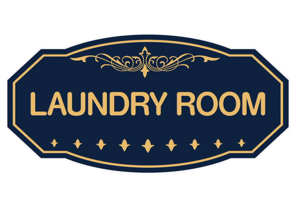 Navy Blue / Gold Victorian Laundry Room Sign