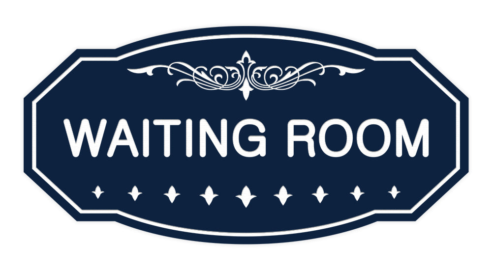 Navy Blue / White Victorian Waiting Room Sign
