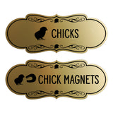 Designer Chicks and Chick Magnets, Novelty Restroom Signs (Set of 2) Wall or Door Signs