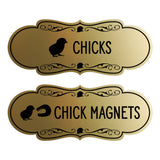 Designer Chicks and Chick Magnets, Novelty Restroom Signs (Set of 2) Wall or Door Signs