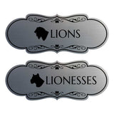 Designer Lions and Lionesses, Novelty Restroom (Set of 2) Wall or Door Signs