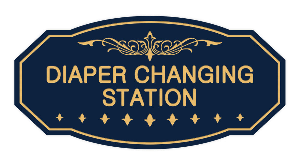 Navy Blue / Gold Victorian Diaper Changing Station Sign