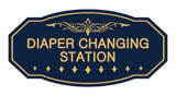Navy Blue / Gold Victorian Diaper Changing Station Sign