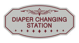 Light Grey / Burgundy Victorian Diaper Changing Station Sign