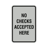 Portrait Round No Checks Accepted Here Sign