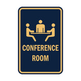 Navy Blue / Gold Portrait Round Conference Room Sign