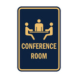 Navy Blue / Gold Portrait Round Conference Room Sign