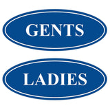 Oval LADIES GENTS Restroom Signs - 2 Pack
