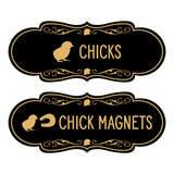 Designer Chicks and Chick Magnets, Novelty Restroom Signs (Set of 2) Wall or Door Signs