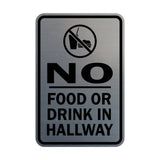 Portrait Round No Food Or Drink In Hallway Sign