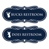 Designer Bucks and Does Novelty Restroom Signs (Set of 2) Wall or Door Sign