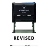 Revised By Date Self Inking Rubber Stamp