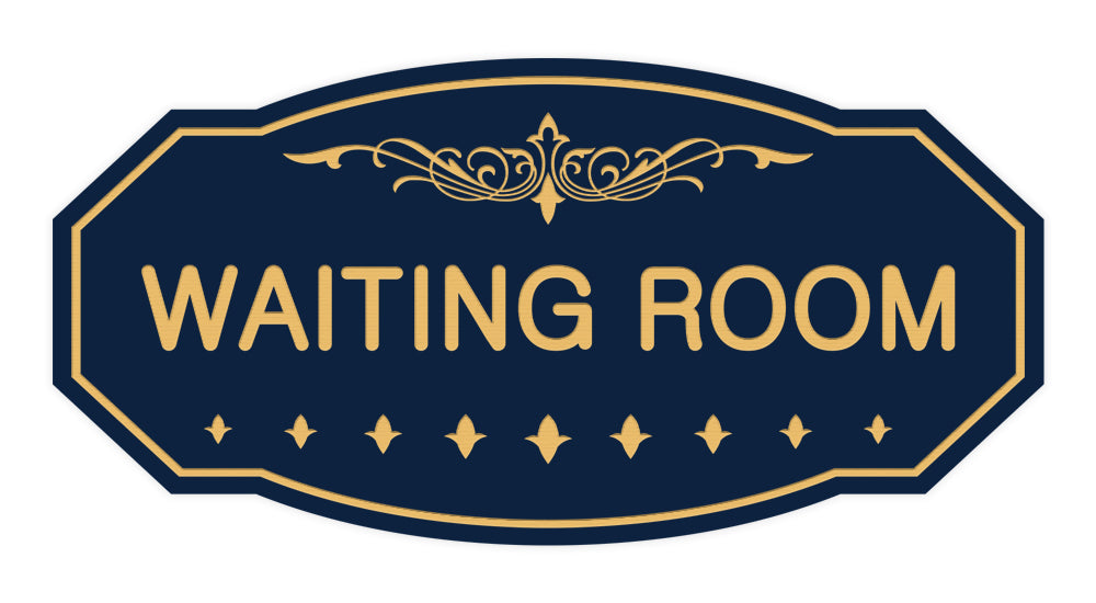 Navy Blue / Gold Victorian Waiting Room Sign