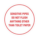 Circle Sensitive Pipes Do Not Flush Anything Other Than Toilet Paper Wall or Door Sign