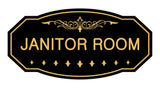 Black / Gold Victorian Janitor Room Sign