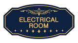 Navy Blue / Gold Victorian Electrical Room Sign